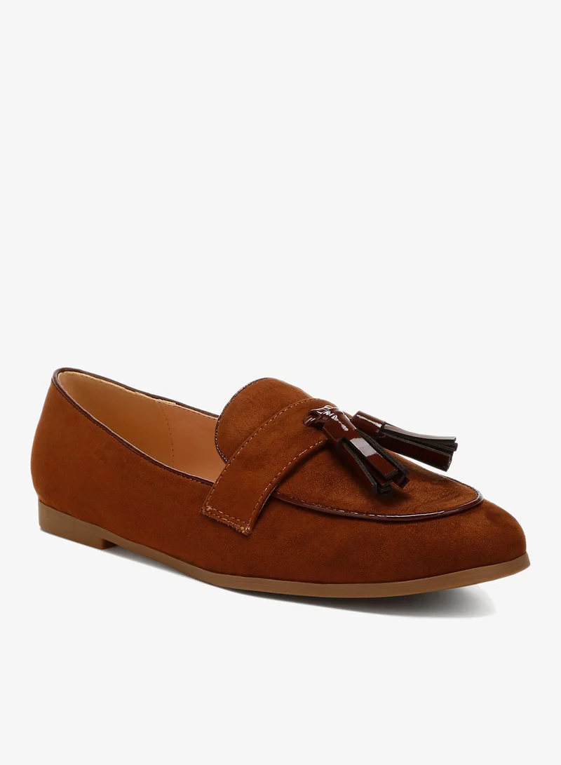 London Rag Brown Micro Suede Tassel Loafers in Brown for Women | Best Price UAE
