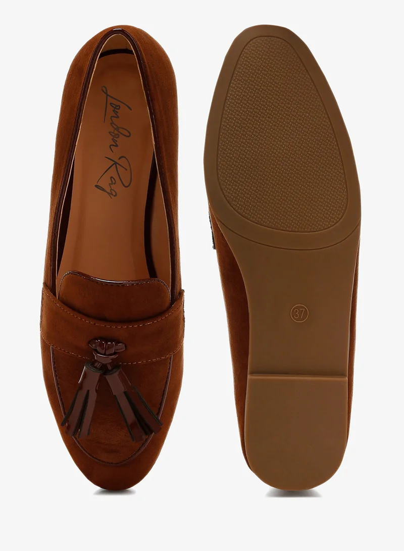 London Rag Brown Micro Suede Tassel Loafers in Brown for Women | Best Price UAE