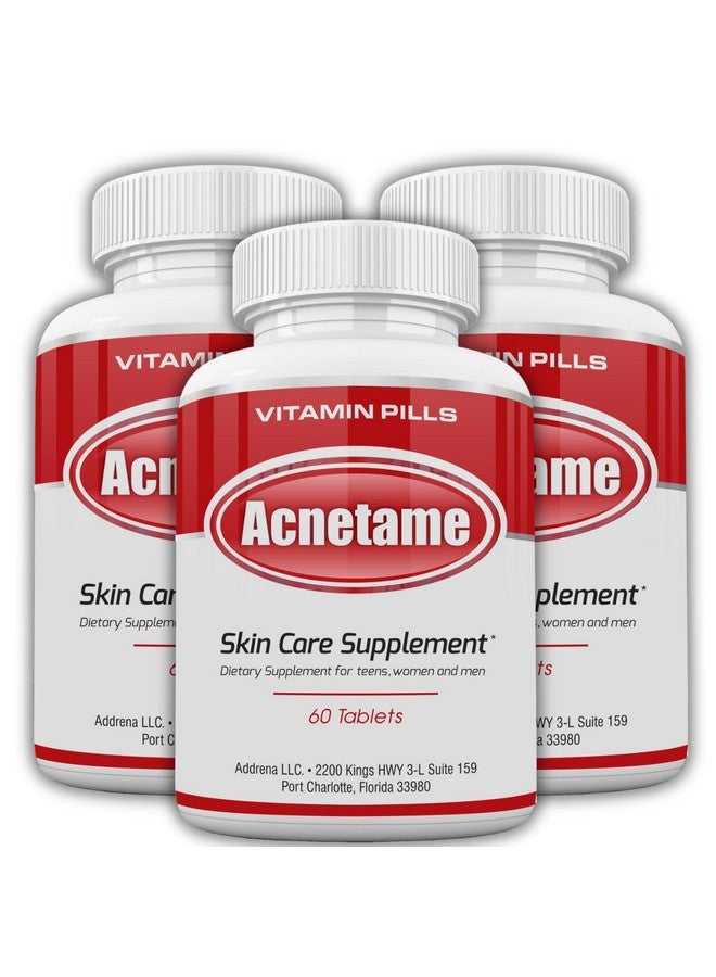 Acnetame 3 Pack- Vitamin Supplements for Acne Treatment- Hormonal Pimple Tablets to Clear Oily Skin for Women, Men, Teens, and Adults - Image 1
