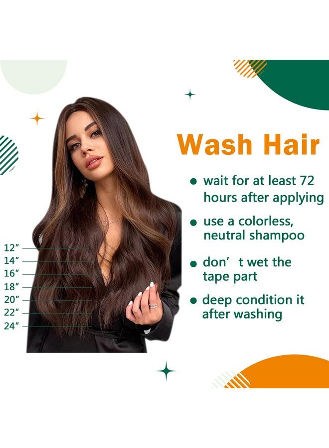 إيزي يوث الشريط في الشعر البني إلى المتوسط شقراء Balayage الشريط في ملحقات الشعر البشري 22 بوصة 50G 20PCS أومبير الشعر الشريط في الشعر الحقيقي - Image 5