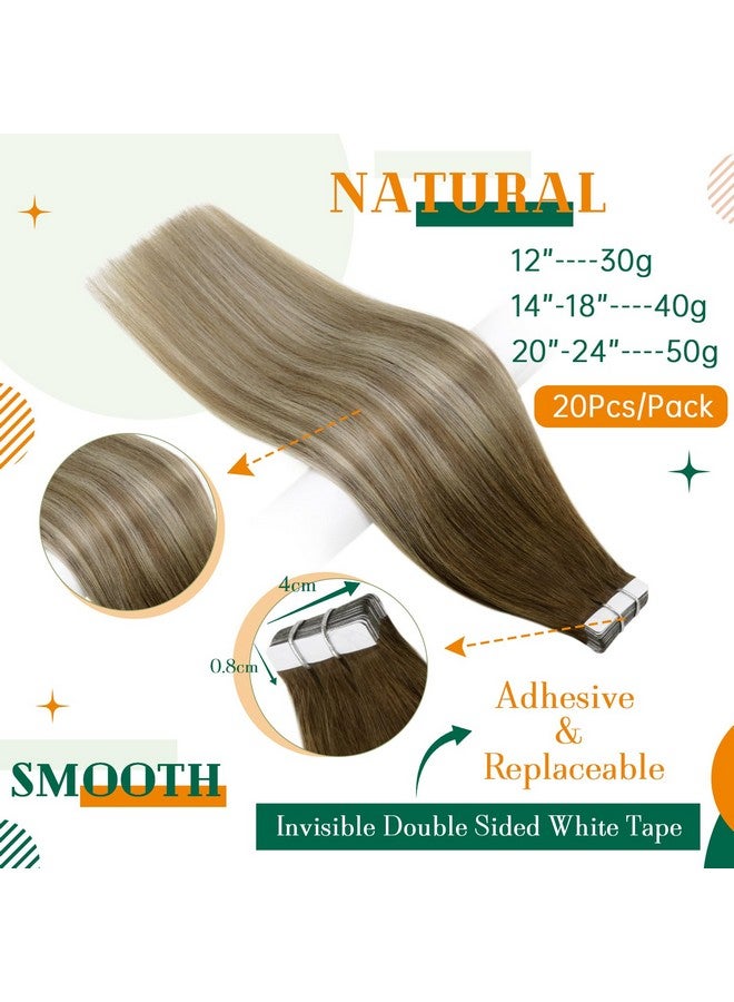 إيزي يوث الشريط في الشعر البني إلى المتوسط شقراء Balayage الشريط في ملحقات الشعر البشري 22 بوصة 50G 20PCS أومبير الشعر الشريط في الشعر الحقيقي - Image 3