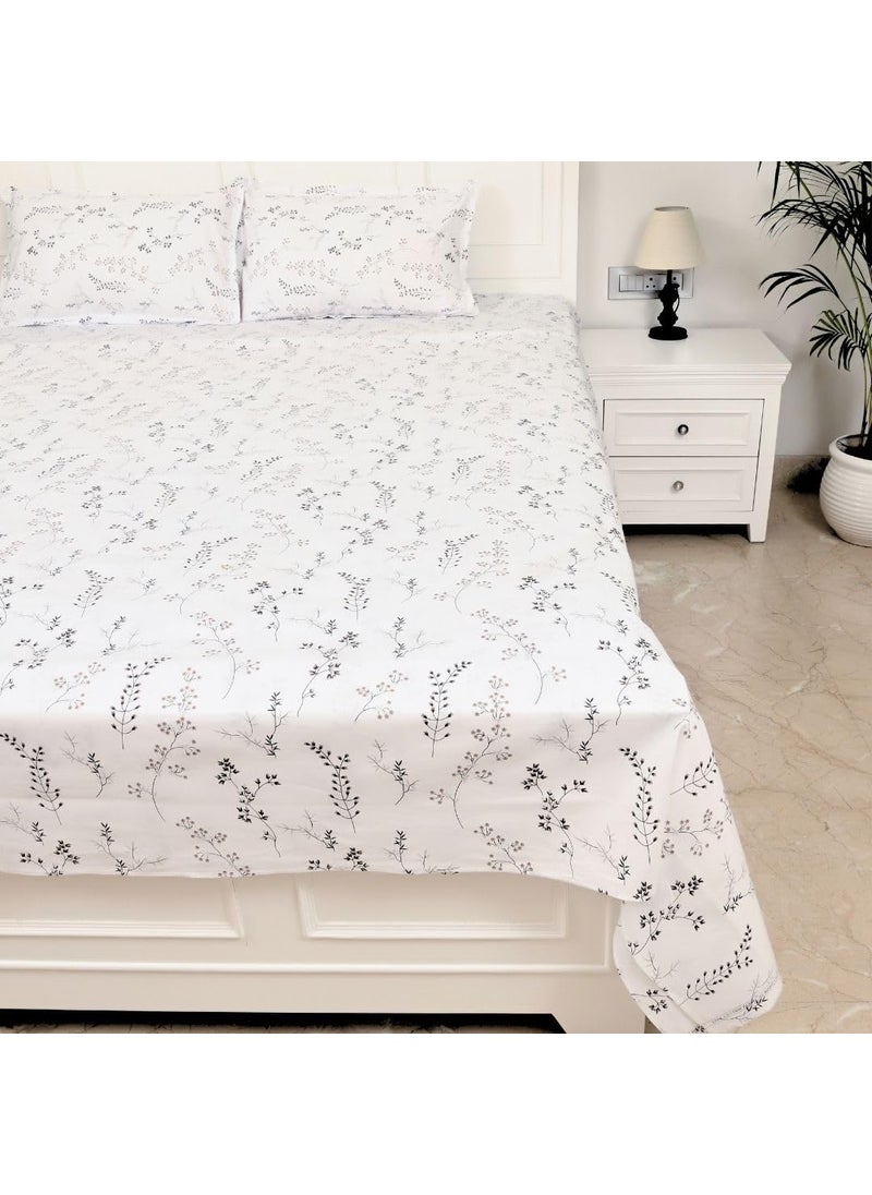 Jaipur Weaves Jaipur Weaves Bedsheet King Size 100 Pure Cotton Bed Sheet with 2 Pillow Covers 300 TC Premium Bedding Set Soft Cozy Bedding Spring Tulips Brown Super King  - Image 3