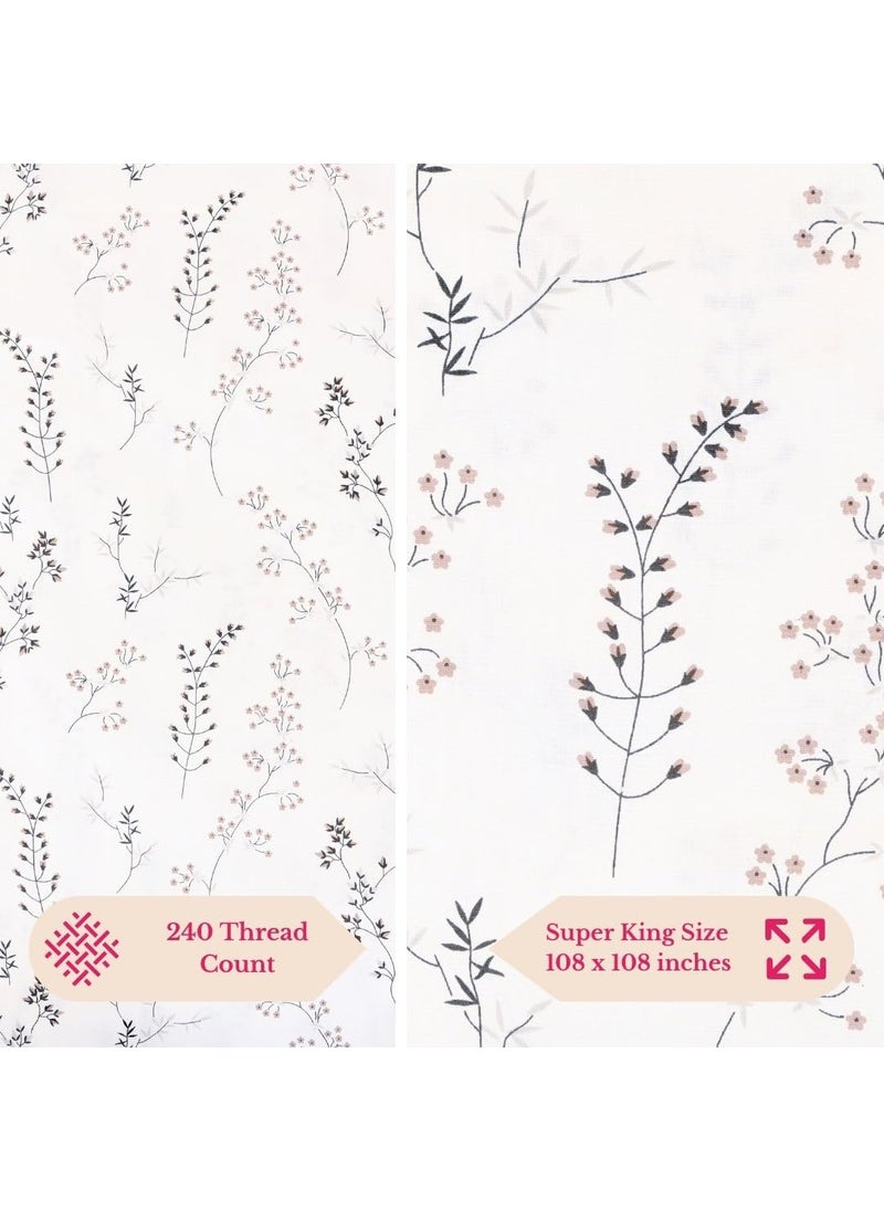 Jaipur Weaves Jaipur Weaves Bedsheet King Size 100 Pure Cotton Bed Sheet with 2 Pillow Covers 300 TC Premium Bedding Set Soft Cozy Bedding Spring Tulips Brown Super King  - Image 5