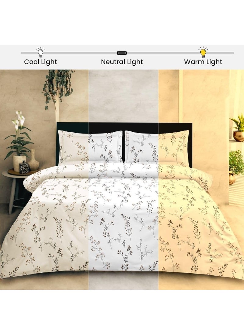 Jaipur Weaves Jaipur Weaves Bedsheet King Size 100 Pure Cotton Bed Sheet with 2 Pillow Covers 300 TC Premium Bedding Set Soft Cozy Bedding Spring Tulips Brown Super King  - Image 4