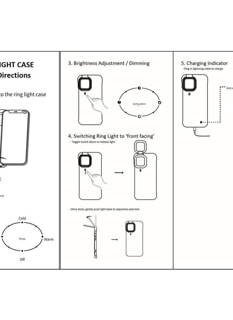 SYOSI - Phone Case with Built in Selfie Ring Light, 3 Ring Light Modes Rechargeable Portable Illuminate Cover Light Up For iPhone 12 For iPhone 12 Pro, Mint Green - Image 1