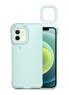 Phone Case with Built in Selfie Ring Light, 3 Ring Light Modes Rechargeable Portable Illuminate Cover Light Up For iPhone 12 For iPhone 12 Pro, Mint Green