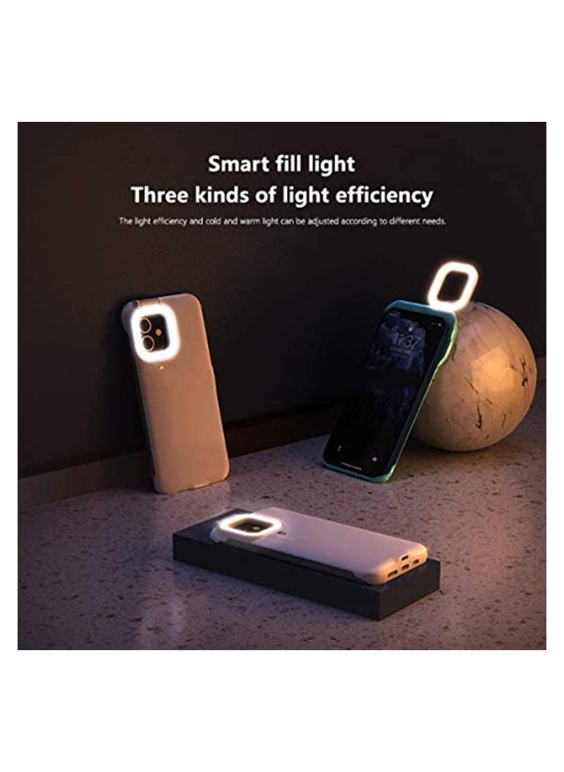 SYOSI - Phone Case with Built in Selfie Ring Light, 3 Ring Light Modes Rechargeable Portable Illuminate Cover Light Up For iPhone 12 For iPhone 12 Pro, Mint Green - Image 1