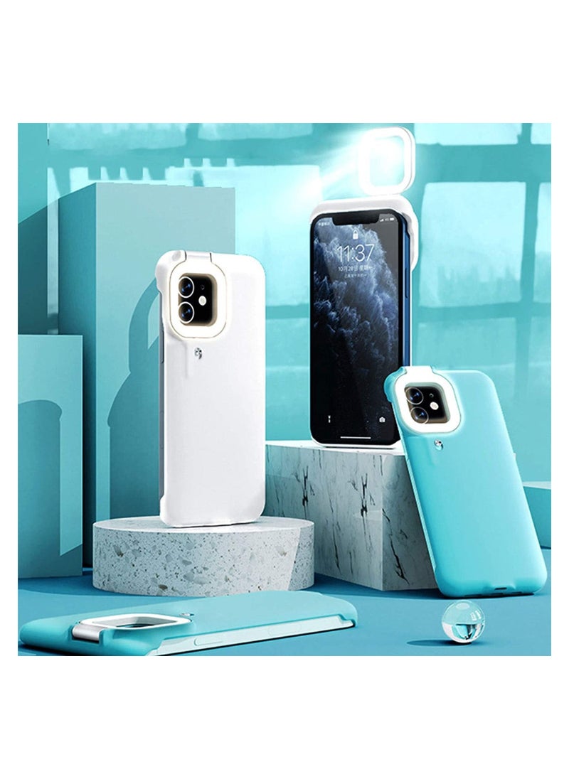 SYOSI - Phone Case with Built in Selfie Ring Light, 3 Ring Light Modes Rechargeable Portable Illuminate Cover Light Up For iPhone 12 For iPhone 12 Pro, Mint Green - Image 1