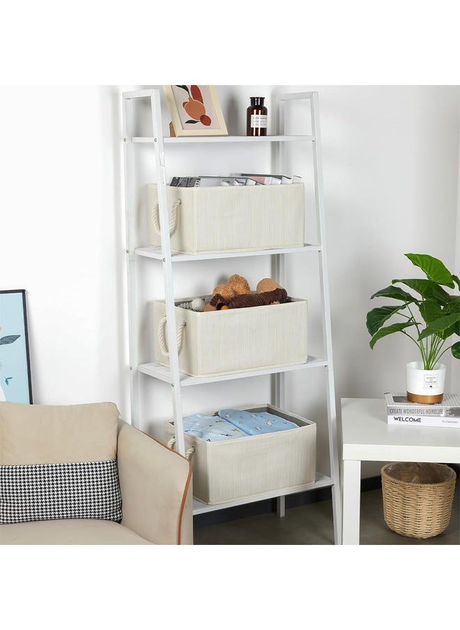 Collapsible Rectangular Storage Basket, Large Storage Box with Rope Handles, Storage Bins, Foldable Storage Baskets, Organizer Basket Used for Organizing Shelves, Closets, Clothes, and Toy, Beige