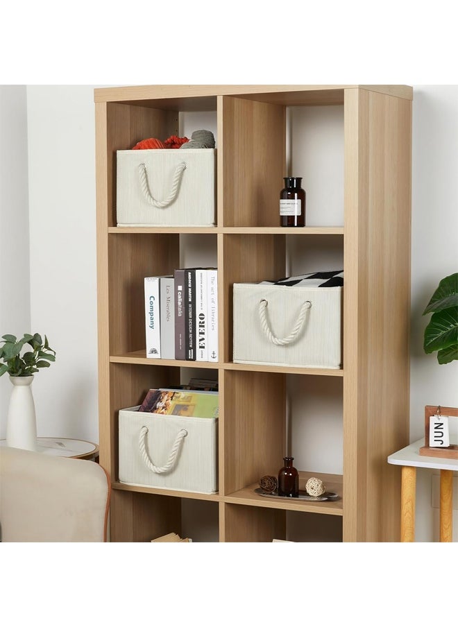 HQ-GAMING Collapsible Rectangular Storage Basket, Large Storage Box with Rope Handles, Storage Bins, Foldable Storage Baskets, Organizer Basket Used for Organizing Shelves, Closets, Clothes, and Toy, Beige  - Image 5