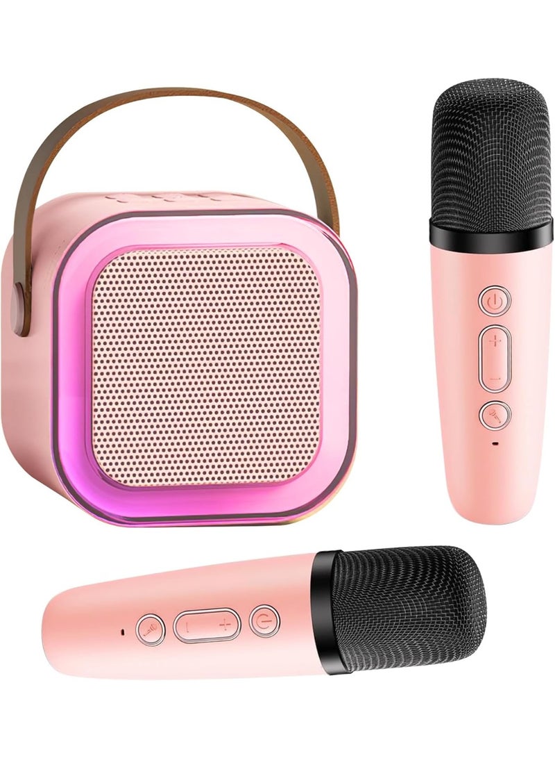 Mini Karaoke Machine for Kids Adults, Portable Bluetooth Karaoke Speaker with 2 Wireless Mics and LED Color Lights,Karaoke Gifts for Girls and Boys Birthday Home Party - Image 1