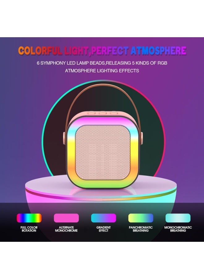 Mini Karaoke Machine for Kids Adults, Portable Bluetooth Karaoke Speaker with 2 Wireless Mics and LED Color Lights,Karaoke Gifts for Girls and Boys Birthday Home Party - Image 4