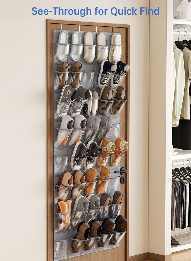 NiHome Over the Door Shoe Organizer with 40 Clear Pockets, Hanging Closet Storage Rack for 20+ Pairs of Shoes, Waterproof PVC Space-Saving Headphone & Cell Phone Holder for Classroom Dorm, Laundry - Image 5