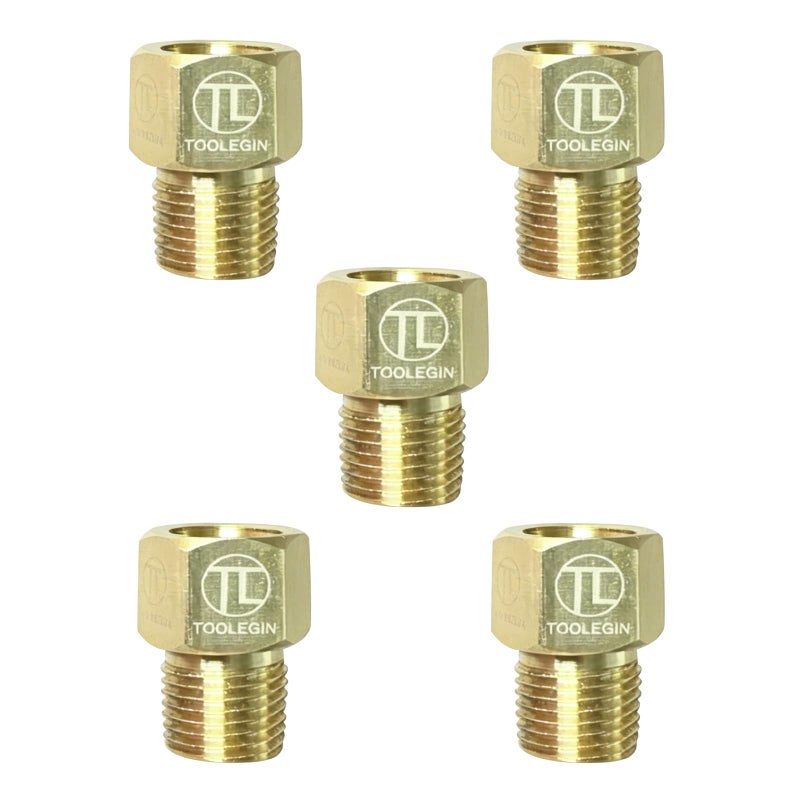 TL TOOLEGIN StoreBrass Inverted Flare Fitting Brake Line Adapter Male Connector 316 Tube OD x 18 NPT Male 5pcs - Image 3