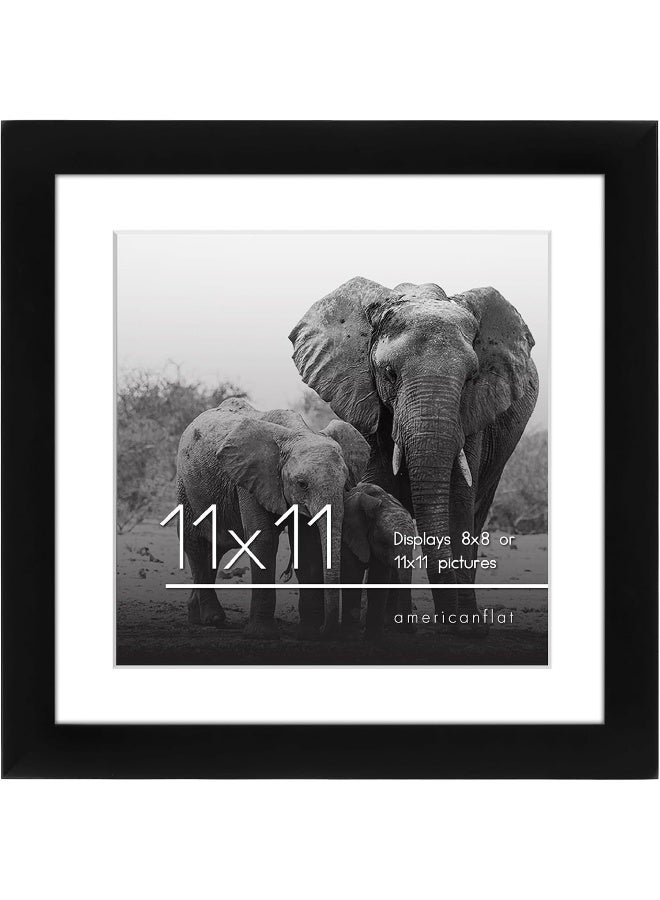 Americanflat 11x11 Picture Frame with ShatterResistant Glass  Use as 8x8 Frame with Mat or Display 11x11 Photo Without Mat  Signature Collection  Square Frames for Wall Display  Black - Image 5