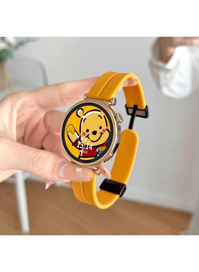 Generic For Huawei Gt4/Gt3 Strap Gt5 Silicone Magnetic Smart Watch Watch4pro Watch Strap Watchgt-Color:Goose Yellow - Suitable For Huawei Gt2/gt2pro/gt2e/ecg [dial 46mm]  - Image 1