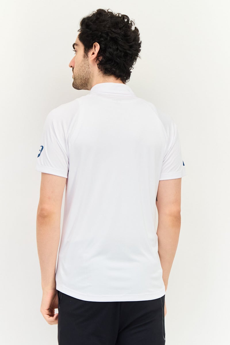 asics Men Sportswear Fit Short Sleeve Training Polo Shirt, White - Image 3