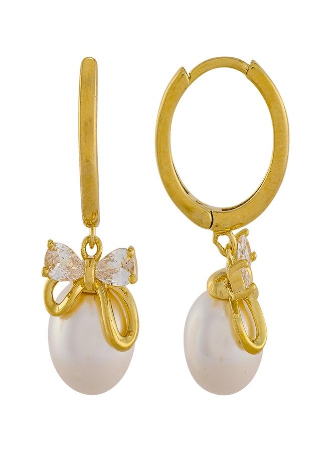 Kushal's Fashion Jewellery Pearl Gold Polished Copper Trendy Zircon Earrings, Best for Casual Wear & Special Occasion - 456172 - Image 4