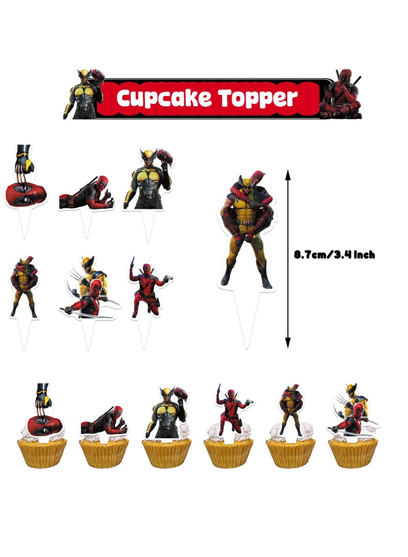 Deadpool Theme Birthday Party decoration Deadpool Wolf Brother Deadpool Birthday Flag Cake Insert Exhaust Ball Spiral