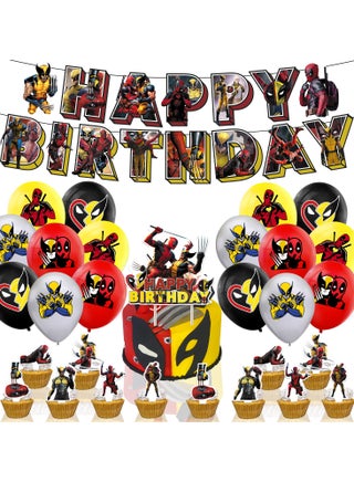 Deadpool Theme Birthday Party decoration Deadpool Wolf Brother Deadpool Birthday Flag Cake Insert Exhaust Ball Spiral - pzsku/ZF1B91CA17676B1257C3EZ/45/1743627258/721ce66d-a988-4710-b0eb-ddd0754d639e