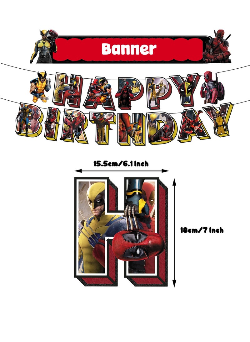 Deadpool Theme Birthday Party decoration Deadpool Wolf Brother Deadpool Birthday Flag Cake Insert Exhaust Ball Spiral