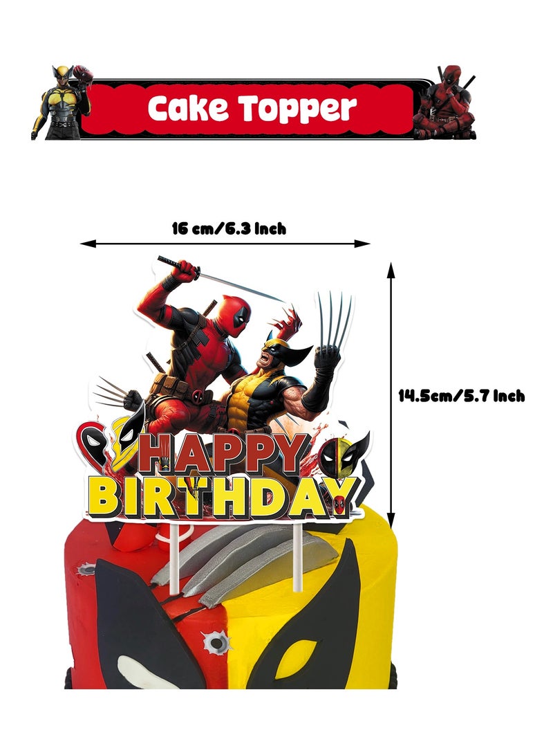 Deadpool Theme Birthday Party decoration Deadpool Wolf Brother Deadpool Birthday Flag Cake Insert Exhaust Ball Spiral