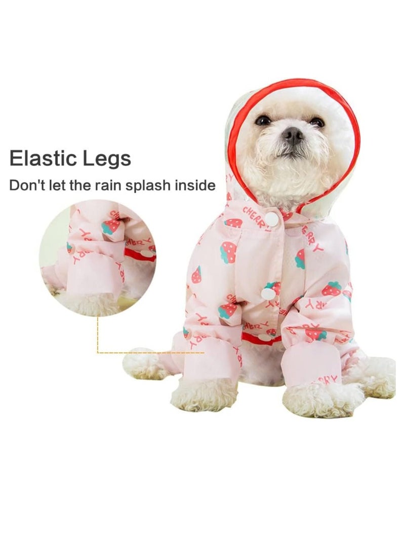 SYOSI Puppy Dog Raincoat Four-Legged Waterproof All-Inclusive with Hat,Waterproof Rain Jacket with Night Reflective Strip Small Medium Dogs Pet Poncho Clothes (M(Back Length:12-13"), Pink) - Image 3