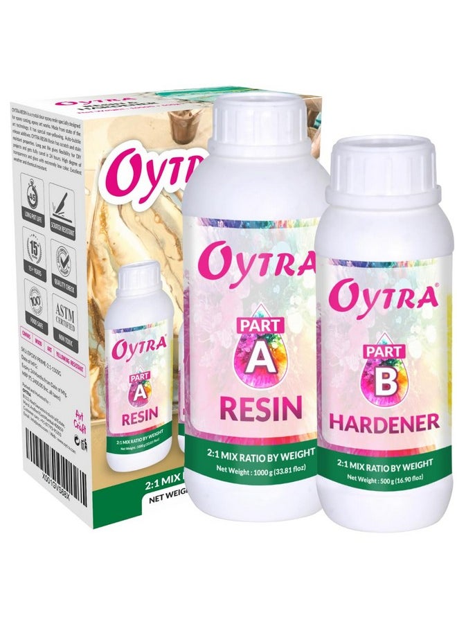 Oytra Oytra Resin Art Kit Hardener 1500 Grams Liquid for Craft Beginners Materials Ultra Crystal Clear Transparent Coat Epoxy 2 1 Ratio Bubble Release Artists Jewellery Set Casting Tabletop DIY Projects  - Image 1