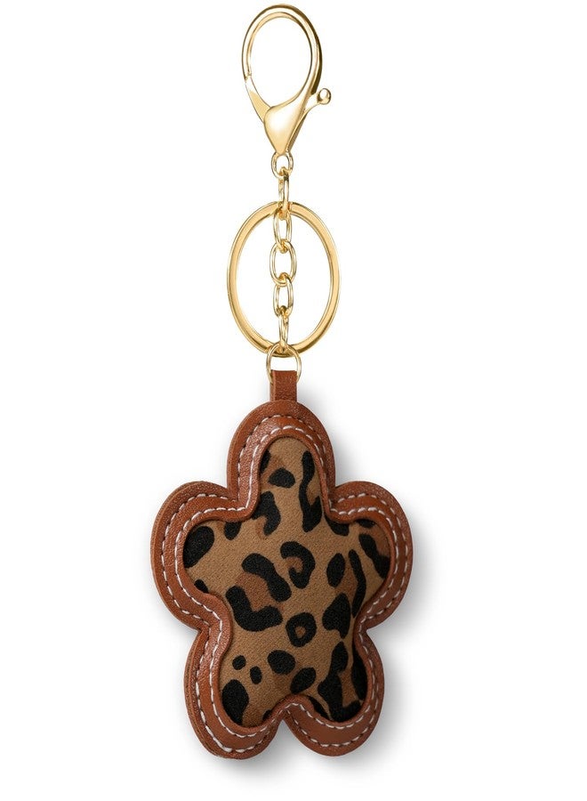 Fmeida Leopard Keychain for Women - PU Leather Bag Charms, Fashion Floral Keychain Accessory for Handbags, Backpacks, Purses Brown - Image 1