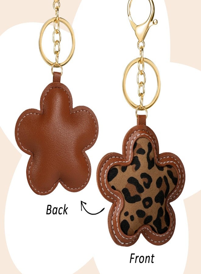Fmeida Leopard Keychain for Women - PU Leather Bag Charms, Fashion Floral Keychain Accessory for Handbags, Backpacks, Purses Brown - Image 5