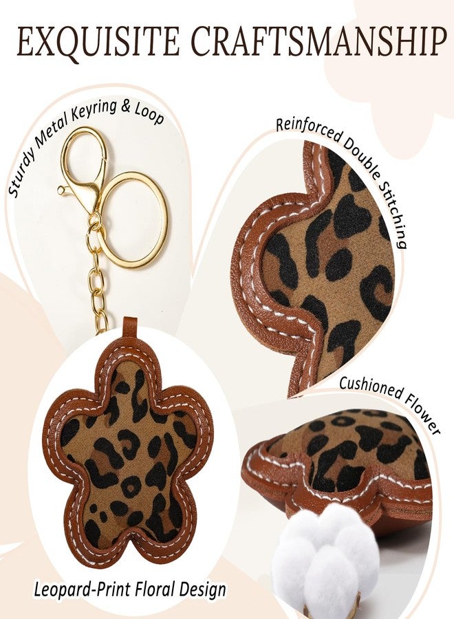 Fmeida Leopard Keychain for Women - PU Leather Bag Charms, Fashion Floral Keychain Accessory for Handbags, Backpacks, Purses Brown - Image 4