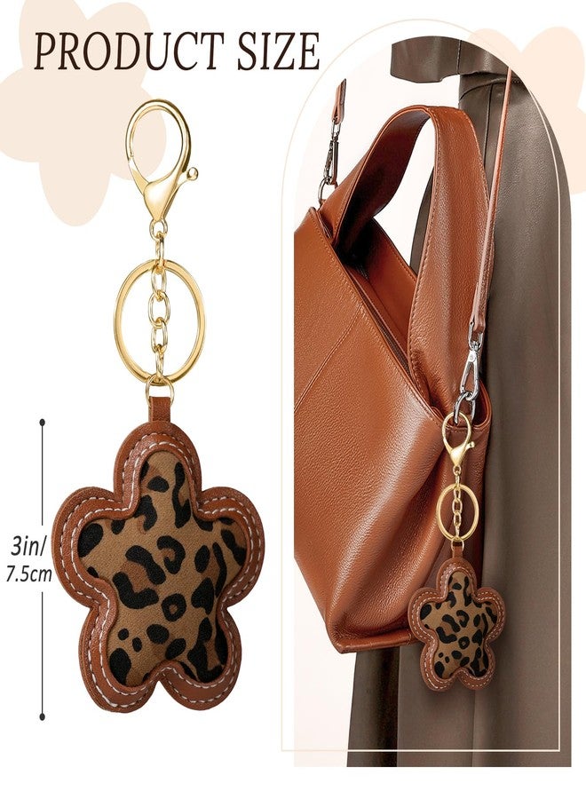 Fmeida Leopard Keychain for Women - PU Leather Bag Charms, Fashion Floral Keychain Accessory for Handbags, Backpacks, Purses Brown - Image 3