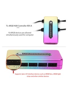 KASTWAVE ARGB Fan HUB Controller, Integrated Fan Hub Support 10 Computer CPU Fans for Addressable 5V 3Pin ARGB, 2-in-1 ARGB Case Fan Splitter, SATA Power Cord Direct Input  - Image 2