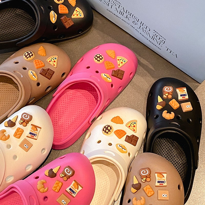 Croc Shoes Women'S Summer Outdoor Wear Soft-Soled Beach Baotou Sandals And Half Slippers Women'S Popular Trbottomy - Image 2