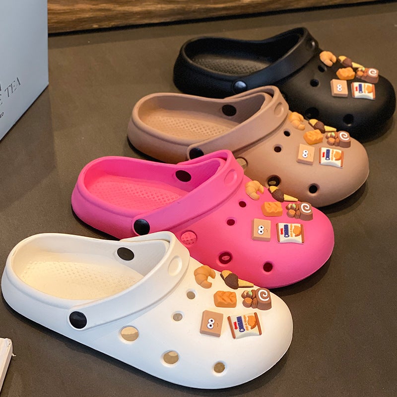 Croc Shoes Women'S Summer Outdoor Wear Soft-Soled Beach Baotou Sandals And Half Slippers Women'S Popular Trbottomy - Image 4