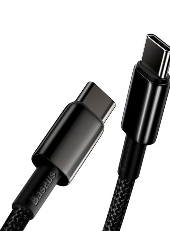 بيسوس كابل بمنفذ Type C للشحن السريع ونقل البيانات من USB C إلى USB C بقدرة 100 وات وبتقنية PD وبشدة 5 أمبير وبتقنية الشحن السريع إصدار 4.0، من سبيكة زنك ومضفر من النايلون لأجهزة سامسونج S21 و+S20 وS10 ونوت 10 وآي باد برو وماك بوك برو وجوجل بكسل وغير ذلك المزيد، بطول 1 م. أسود - Image 3
