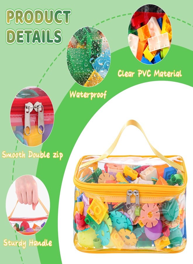 Dntorx 4 Packs Clear Toy Storage Bags, Colorful PVC Waterproof Toy Organizer with Zip Reusable Bags for Building Blocks, Board Game, Puzzles, Kids Books, Stationery - Image 3