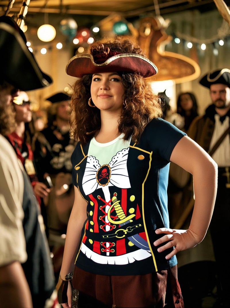 Funny World Women's Pirate Costume T-Shirts, Large, Black - Image 3