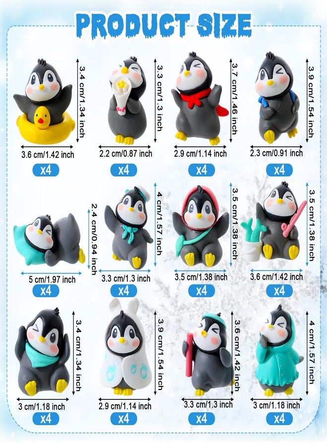 Arrowbash 48 Pcs Mini Penguin Figurines Bulk Cute Miniature Penguin Figurines Collection Play Sets Winter Cake Toppers Decoration for Birthday Gifts Home Landscape Party Supplies - Image 2