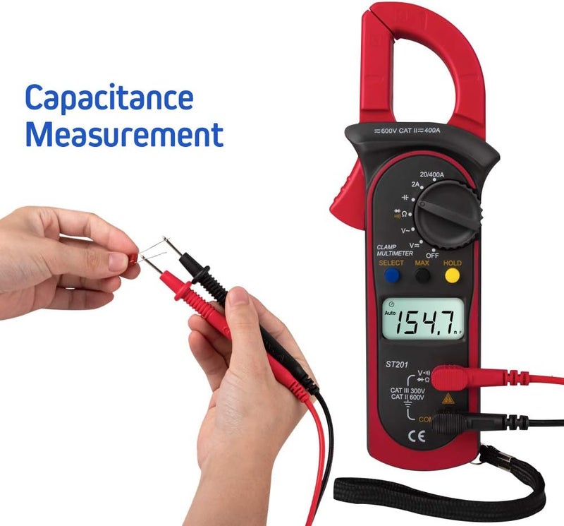 ST201 Digital Clamp Multimeter 4000 Count Clamp Ammeter Transistor Capacitor Tester Power Supply Test Car AC/DC Voltage Current Tester - Image 4