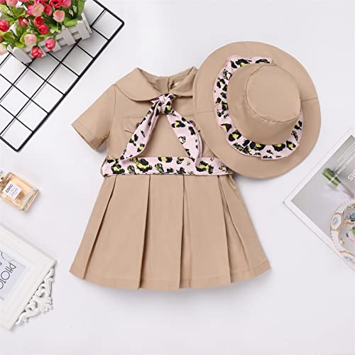 ODOLDI Baby Girl Cheetah Dress Outfit Newborn Wild One Birthday Outfit Girl Leopard Print Pleated Dress with Leopard Hat 3PCS Leopard Outfit Baby Jungle Safari Photo Shoot Outfits Leopard Dress 18-24 Months - Image 2