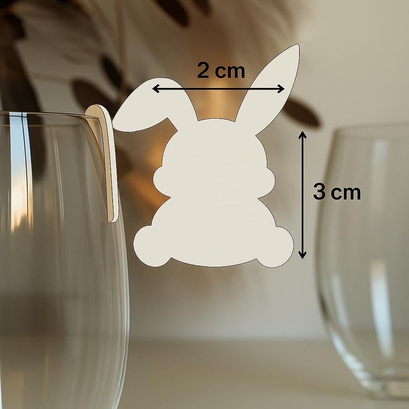 Horoof Home Personalized White Easter Bunny Drink Tags – Set of 3 Custom Acrylic Glass Charms - Image 2