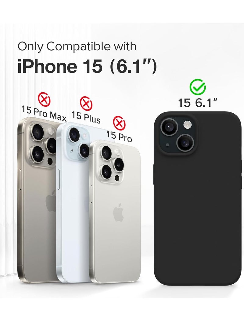 Raxoom ELTRAZONE 5 in 1 for iPhone 15 Case Magnetic, Compatible with Magsafe, with 2X[Screen Protectors + Camera Lens Proctetors], Slim Full Body Case, Skin-Like Silicone Phone Case 6.1",Black - Image 2