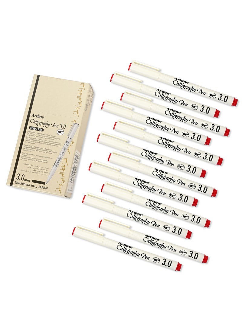 Artline Artline 12 Pieces EK-243N/AB Arabic Caligraphy Pen Acid Free, Line 3.0mm, Colour:Red - ARFPAR243RE  - Image 1