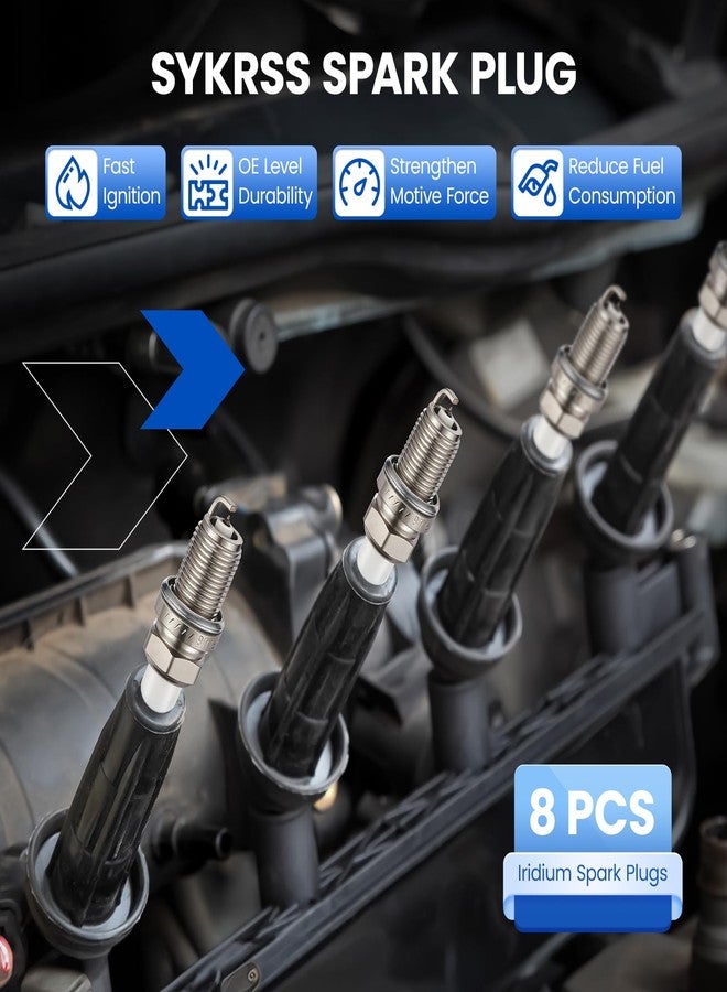 SYKRSS 93501 Iridium Spark Plugs 8 Pack - Compatible with Nissan TITAN Armada 2017-2020, TITAN XD 2016-2020, NV2500 2018-2020, NV3500 Compatible with Infiniti QX80, M56, QX56 - Replaces LKAR7BIX-11S - Image 5