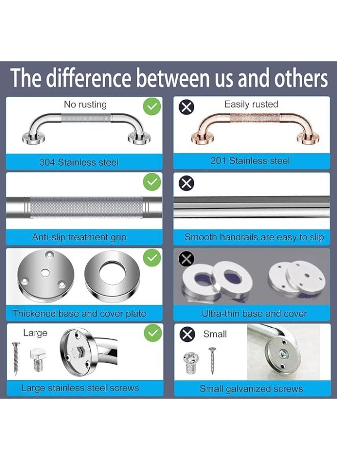 Stainless Steel Anti-Slip Bathroom Grab Bar 50 cm Wall Mounted Safety Support Handle for Shower, Bathtub, Toilet & Mobility Assistance - Image 4