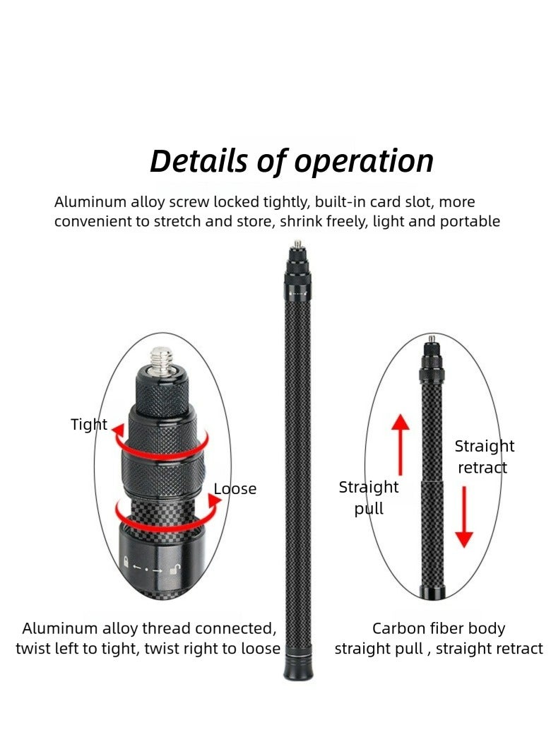 Carbon Fiber Selfie Stick GoPro/insta360 Panoramic Motion Camera Bullet Time Carbon Fiber Invisible Extension Rod - Image 3
