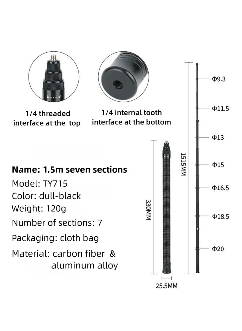 Carbon Fiber Selfie Stick GoPro/insta360 Panoramic Motion Camera Bullet Time Carbon Fiber Invisible Extension Rod - Image 4