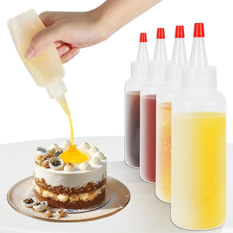 Ninsula 5Pcs Squeeze Bottles, 4 Oz Plastic Condiment Squeeze Bottles with Red Twist Top Cap, Empty Squeeze Bottles for Sauces, Ketchup, Mustard, Syrup, Oil, Dressings, Travel, Lab, and Crafts - Image 5