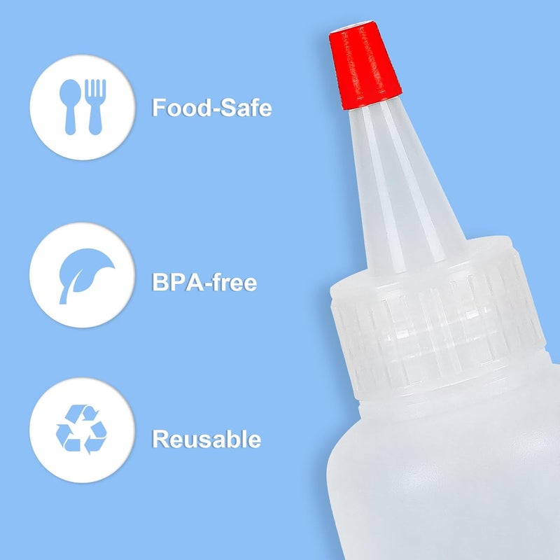 Ninsula 5Pcs Squeeze Bottles, 4 Oz Plastic Condiment Squeeze Bottles with Red Twist Top Cap, Empty Squeeze Bottles for Sauces, Ketchup, Mustard, Syrup, Oil, Dressings, Travel, Lab, and Crafts - Image 3